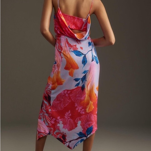 NEW Anthropologie Asymmetrical Multicolor Slip Dress Size 6P Avant Garde - Picture 2 of 9